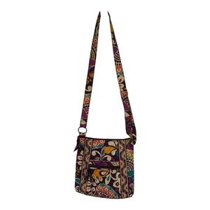 Vera Bradley Plum Crazy Hipster Crossbody Bag Quilted Floral Purple